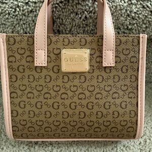 GUESS Tan and Pink Tote Bag